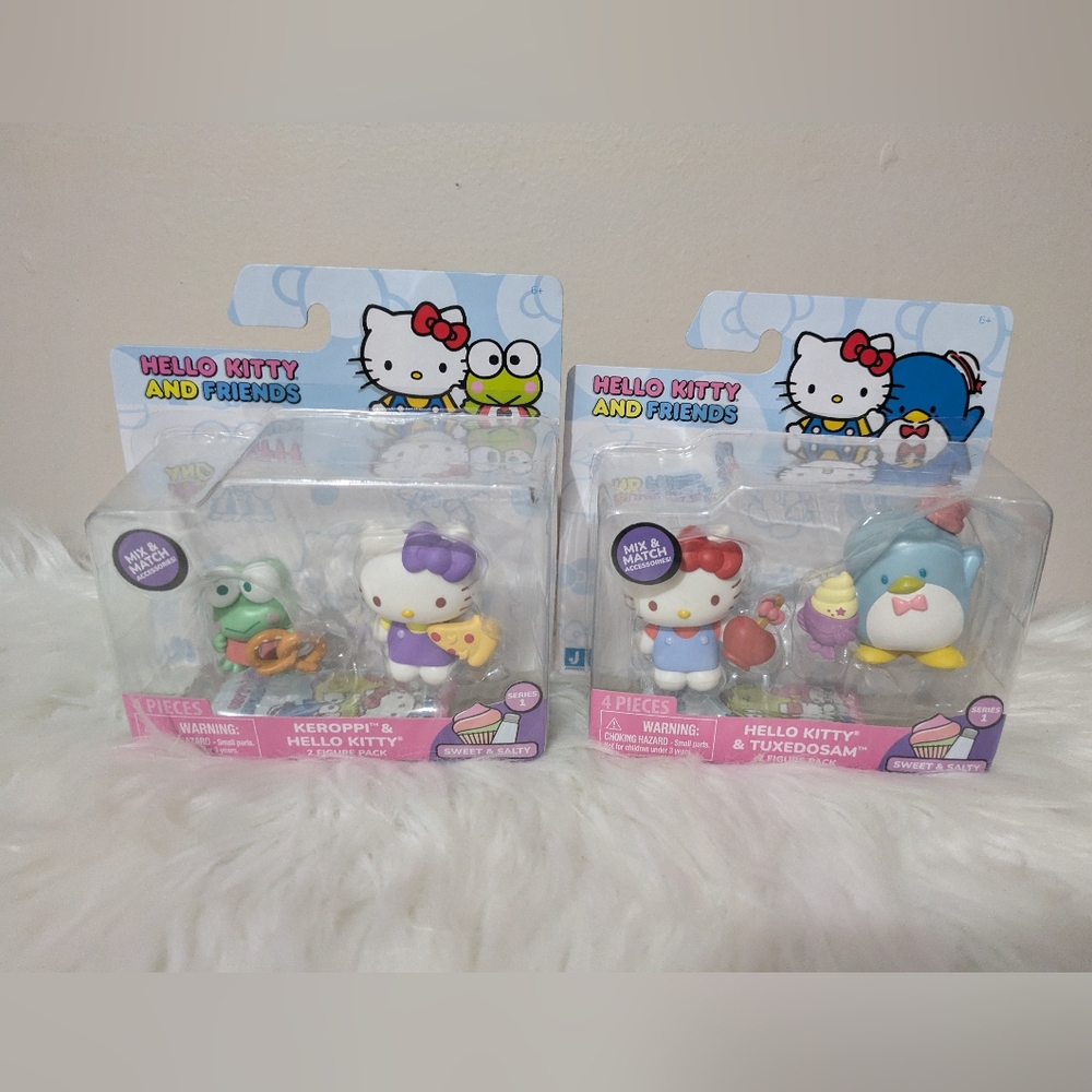 Hello Kitty & Friends Sweet & Salty x 2 Mini Figure Toy Sets Keroppi & Tuxedosam